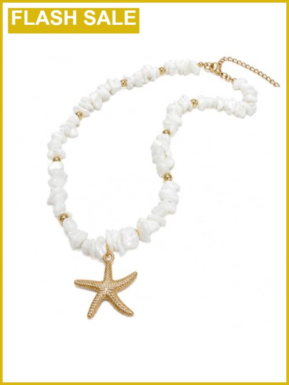 Natural Stone Beaded Necklace Starfish Pendant Handmade Boho Choker Layering